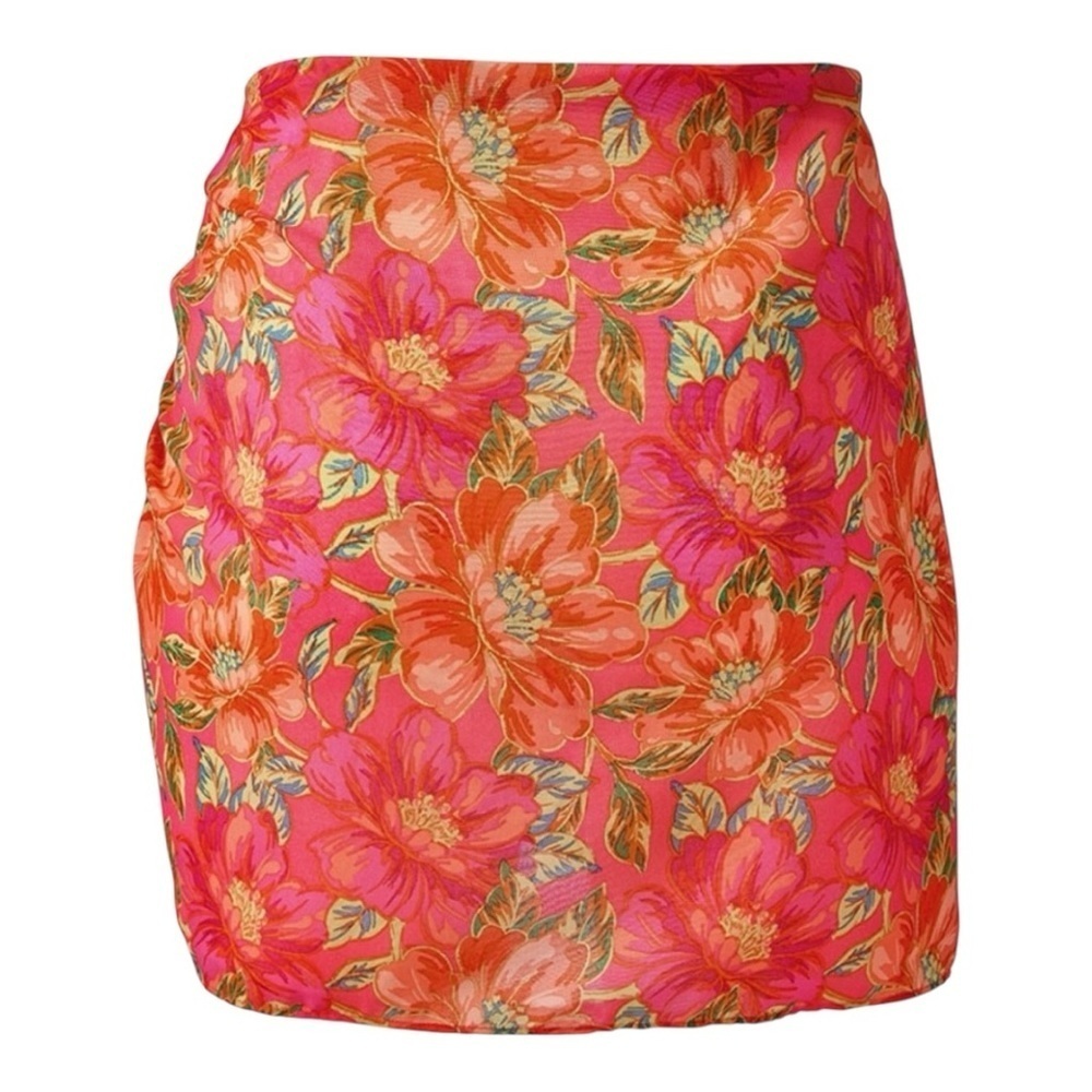 Beach Riot Melanie Miami Peony Pink Floral Sarong Swim Wrap Women’s One Size - Picture 3 of 10